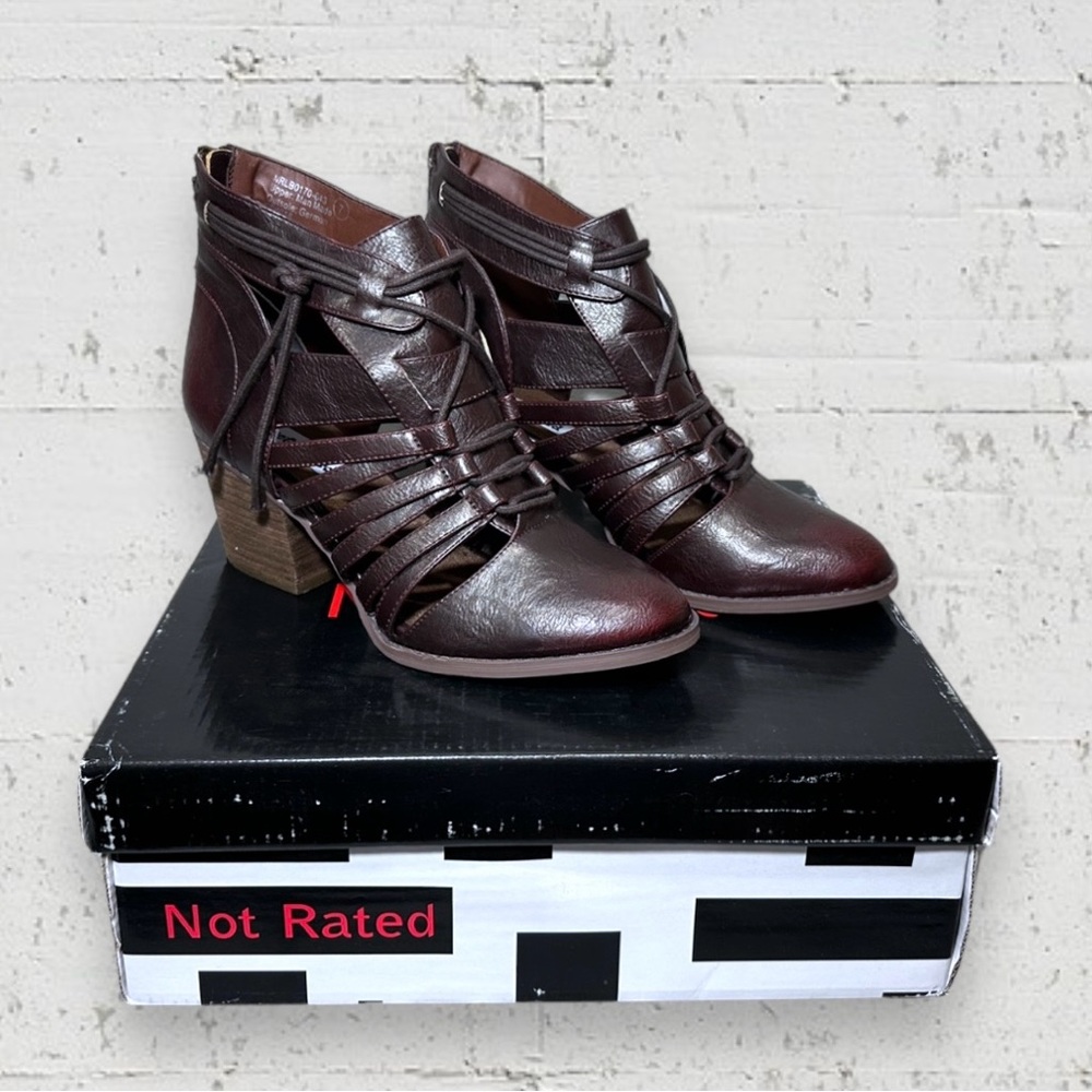 Not Rated Rusted Roots Vegan Leather Strappy Booties